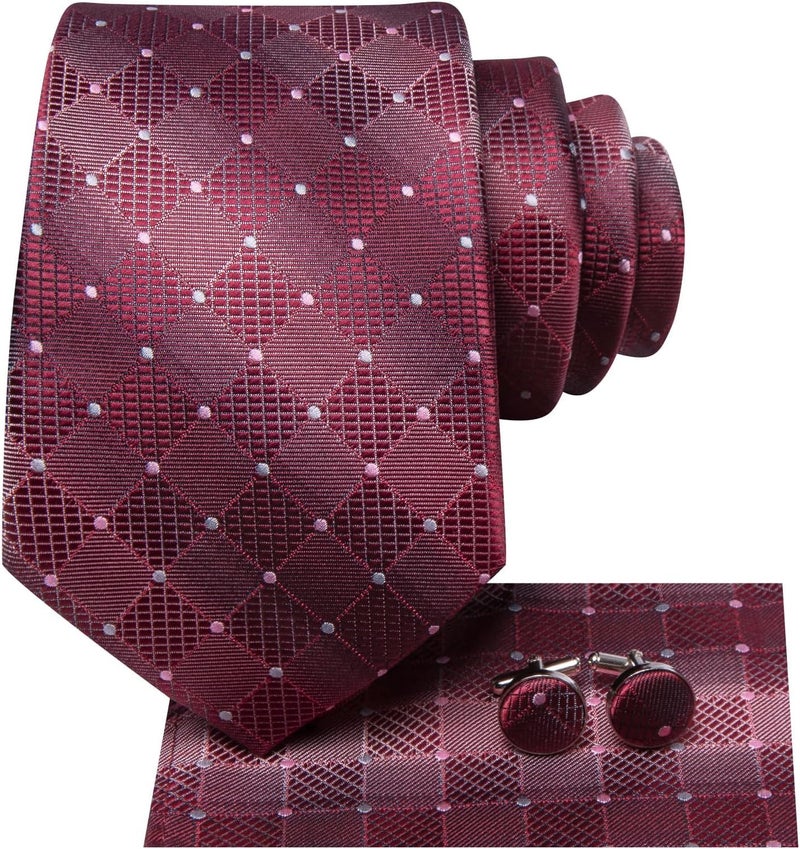 Dubulle Mens Paisley Striped Tie and Handkerchief Cufflinks Tie Set for Men Wedding Business Formal - Image 2